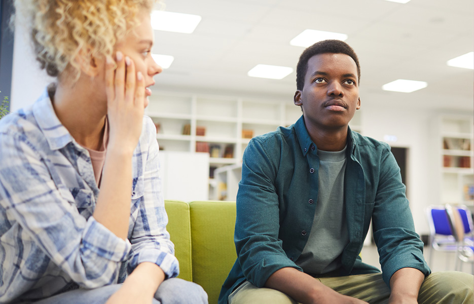 Two people having a conversation