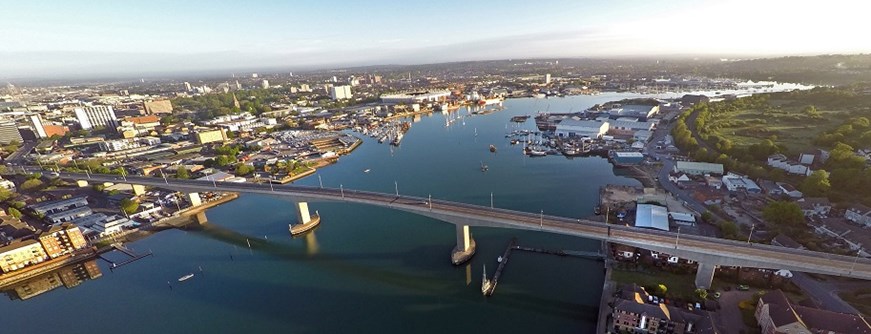 Aerial view of the Itchen Bridge