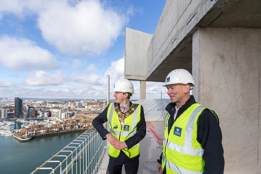 Mayor of Southampton at Centenary Quay topping out event February 2022